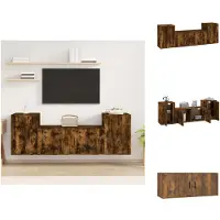 vidaXL Ensemble de meubles TV 3 pièces chêne fumé bois composite - Meubles TV