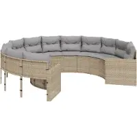 Syfax Canapé de jardin avec coussins rond beige résine tressée