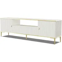 Homlando Armoire TV PETRA 180 cm 2D1S KASCHMIR BEIGE avec pieds métalliques dorés Lowboard Tiroir Debout Armoire basse TV Loft Moderne TV Board Sideboard