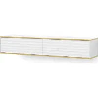 Homlando Meuble TV suspendu Wabi 180 cm BLANC MAT - Meuble TV moderne avec façade fraisée MDF - Lowboard avec 2 portes pour le salon