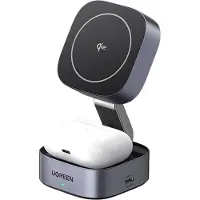 UGREEN Qi2 2W1 Chargeur Inductif W702 Pour Iphone, Airpods, 15W (Gris)