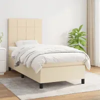 Prolenta Maison Exclusive - Sommier à lattes de lit avec matelas Crème 80x200 cm Tissu