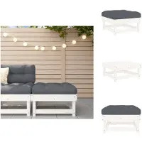 vidaXL Tabouret de jardin avec coussin Blanc Pin massif - éléments de canapé de jardin