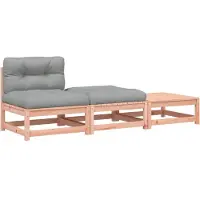 vidaXL Canapé de jardin sans accoudoirs avec coussins et tabourets