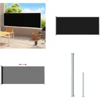 vidaXL Marquise latérale extensible 180x500 cm Noir - Marquise latérale - Marquises latérales - Terrasse protection solaire