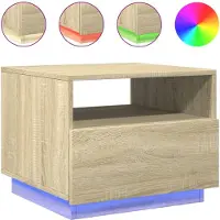 vidaXL Table basse avec lampes LED Chêne Sonoma 50x49x40 cm