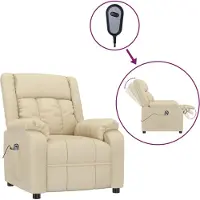Syfax Fauteuil inclinable électrique Crème Tissu