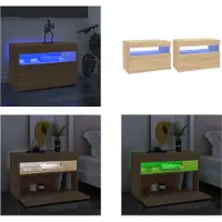 vidaXL Armoires TV Lampes LED 2 pièces Chêne Sonoma 60x35x40 cm - Armoire TV - Armoire TV Avec Lampes LED - Armoire TV Avec Lampes LED