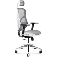 Diablo V-Basic Office Ergonomic Chair Executive Chair Mesh Adjustable Armrests Height Adjustable White-Grey
