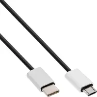 InLine 35846 Câble USB 2.0, type C prise à micro-B prise, noir/alu, flexible, 0.5m