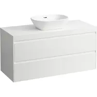Laufen LANI Plan de lavabo blanc mat avec meuble sous-lavabo, 1 découpe au centre, 1185x495x580mm, H4045711129991