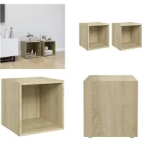 vidaXL Armoires TV 2 pièces Chêne Sonoma 37x35x37 cm Bois composite - Armoire TV - Meubles TV - Armoire TV