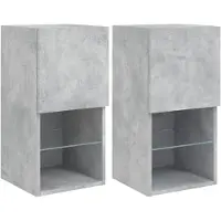 vidaXL Armoires TV avec lampes LED 2 pcs. Gris béton 30,5x30x60 cm