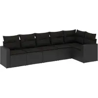 Sonstiges Salon de jardin 6 pcs avec coussins noir résine tressée