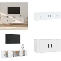 vidaXL 3 pcs. Set d'armoires TV blanc en bois composite - Set d'armoires TV - Armoire TV - Support TV