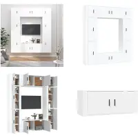 vidaXL 8 pcs. Ensemble d'armoires TV blanc en bois composite - Ensemble d'armoires TV - Ensemble d'armoires TV - Meuble-paroi