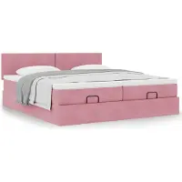vidaXL "2024 "Lit ottoman moderne avec matelas Rose 180x200 cm Velours - Lits classiques FR1688790