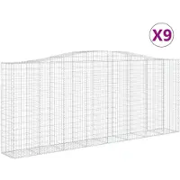 vidaXL Gabions avec arc surélevé 9 pcs. 400x50x160/180cm Fer galvanisé