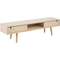 Ebuy24 Cent Meuble TV avec 2 portes coulissantes et 1 espace de rangement, chêne, blanc délavé.