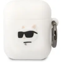 Karl Lagerfeld Kla2Runchh Airpods 1/2 Cover Biały/White Silicone Choupette Head 3D