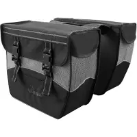 Greenlands Sacoche vélo Greenlands - Double sacoche vélo - Toile - Réfléchissante - Noir avec Blanc - 34 litres