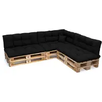 Pokar Coussin pour palette avec belle surpiqûre Coussin pour canapé-palette, Taille:Set de 8, Couleur:Noir - Imperméable
