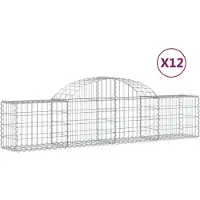 vidaXL Gabions avec arc surélevé 12 pcs. 200x30x40/60 cm Fer galvanisé