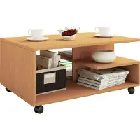VCM Table basse en bois simple | Rouleaux souples | Dimensions env. H. 41 x W. 80 x D. 50 cm | Table basse enroulable - Stango L