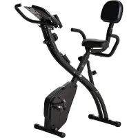 HOMCOM Vélo d'appartement pliable, vélo d'exercice, home traîner pour adultes, 8 niveaux de résistance magnétique, capteurs pouls main, écran LCD multifonction, selle réglable, acier, noir
