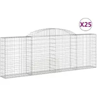 vidaXL Gabions avec arc surélevé 25 pcs 300x30x100/120cm Fer galvanisé