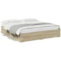 Prolenta Maison Exclusive - Cadre de lit avec tiroirs sans matelas chêne sonoma 200x200 cm