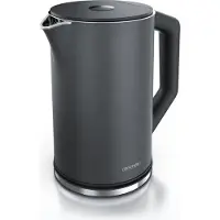 Arendo Bouilloire avec réglage de la température 40 - 100 °C, acier inoxydable, écran LED, 1,5L, 2200W, design double paroi, sans BPA, gris