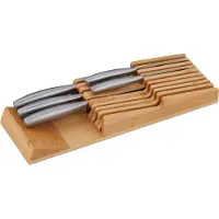Relaxdays Porte-couteaux pour tiroir, pour 9 couteaux, bloc à couteaux en bambou pour tiroir, dimensions : 5,5 x 13 x 40 cm, à poser à l'horizontale, couleur naturelle