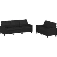 Syfax Ensemble de canapés 2 pcs avec coussins Noir Similicuir