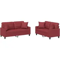 vidaXL Canapé 2 pièces avec coussins vin rouge similicuir