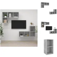 vidaXL Armoires murales TV 4 pcs. Gris béton Matériau dérivé du bois - Meubles TV