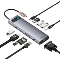 Baseus Hub 11W1 Starjoy Metal Glam Series, Usb-C Do Hdmi +Vga + 3 X Usb 3.0 + Usb 2.0+Usb-C Pd + Rj45 + Sd/Tf +3,5Mm