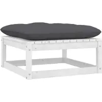 The Living Store Tabouret de jardin avec coussin Blanc Pin massif