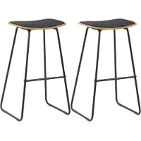 Syfax Tabourets de bar lot de 2 noir similicuir