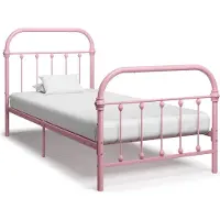 Syfax Cadre de lit sans matelas rose métal 90x200 cm