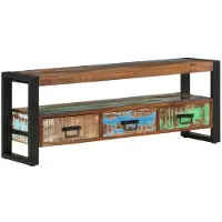 Syfax Meuble TV 120x30x45 cm Bois massif de récupération