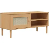 Sonstiges Meuble TV SENJA aspect rotin marron 106x40x49cm bois massif pin