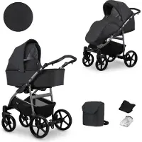 Kunert MATA 2in1 poussette en anthracite avec cadre en graphite - Sûre et confortable
