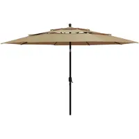 Prolenta Maison Exclusive - Parasol à mât en aluminium, 3 couches, taupe, 3,5 m