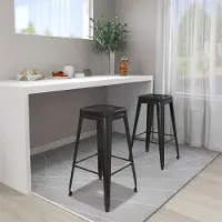 Prolenta Maison Exclusive - Tabourets de bar empilables lot de 2 noir métal