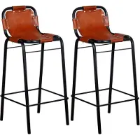 Syfax Tabourets de bar lot de 2 cuir véritable