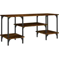 Syfax Meuble TV chêne fumé 102x35x45,5 cm bois d'ingénierie
