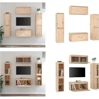 vidaXL Armoires TV 6 pcs. Pin massif - Armoire TV - Armoires TV - Armoire TV en bois - Armoire suspendue