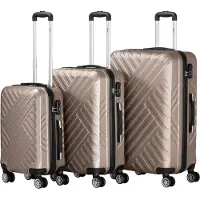 Zelsius Set de valises 3 pièces, champagne, valise rigide en ABS avec serrure à combinaison et séparateur intérieur