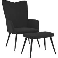 Syfax Chaise de relaxation avec tabouret Noir Velours